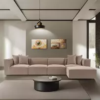 Kampinė sofa Hanah Home Sora, kapučino, 350 x 65 x 190