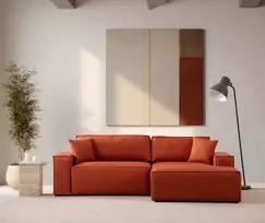 Kampinė sofa-lova Hanah Home Pırlo, oranžinė, 145 x 43 x 206