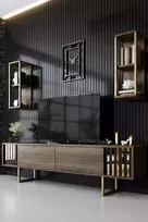 TV blokas, Hanah Home, graikinis riešutas Juoda, 180 x 48 x 30, cm