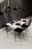 Stalo ir kėdžių rinkinys (5 dalys), Hanah Home, baltas/juodas 120x72x60 cm