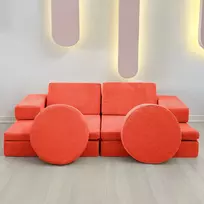 Dvivietė sofa-lova Hanah namų galvosūkis, oranžinis, 140 x 46 x 70