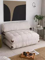 Dvivietė sofa-lova Hanah Home sulankstoma, balta, 120 x 79 x 75