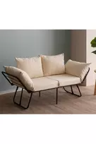 Dvivietė sofa-lova Hanah Home Viper, šviesiai kreminė, 64 x 160 x 32
