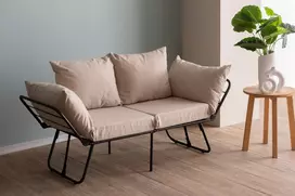Dvivietė sofa-lova Hanah Home Viper, kreminė, 150 x 78 x 60