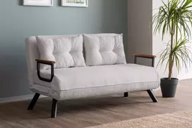Dvivietė sofa-lova Hanah Home Sando , balta, 120 x 40 x 60