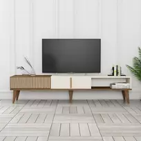 TV stovas, Hanah Home, graikinis riešutas Kremas, 180 x 40 x 35, cm