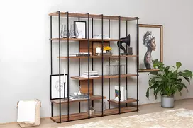 Knygų lentyna, Hanah Home, Riešutas, 170 x 180 x 35, cm