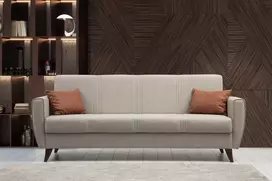 Trivietė sofa-lova Hanah Home Zaden, smėlio spalvos, 207 x 86 x 77
