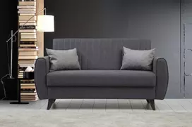 Dvivietė sofa-lova Hanah Home Alkon, tamsiai pilka, 158 x 86 x 77