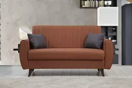 Dvivietė sofa-lova Hanah Home Alkon, plytelių raudona, 158 x 86 x 77