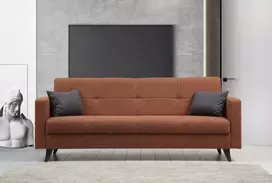 Trivietė sofa-lova Hanah Home Polya, plytelių raudona, 205 x 86 x 75