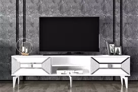 TV stovas, Hanah Home, baltas Sidabras, 150 x 50 x 30, cm