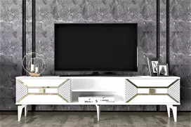 TV stovas, Hanah Home, baltas Auksinis, 150 x 50 x 30, cm