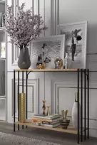 Konsolinis staliukas, Hanah Home, juoda Atlanto pušis, 90 x 74 x 26, cm