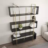 Knygų lentyna, Hanah Home, Antracitas Auksinis, 120 x 180 x 29,6, cm
