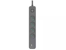 "Tracer Power Line+" 1,5 m ilgio 4 lizdų USB PD18W grafitinis