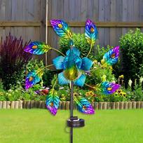 Saulės malūno šviesa Metalinis menas Lauko sodo tvora Besisukantis Vandeniui atsparus, Tinka vestuvėms ir lauko dekoravimui, Sodo tvoros dekoravimas Solar Peacock Wind Light