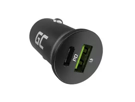 Green Cell GC CADM-GC-38AC - USB-Ladegeraet 38 W 1x USB-C USB-A schwarz Flashlight, GPS, Headphones, Mobile phone, Navigator, Other, Portable speaker, Power bank, Smartphone, Smartwatch, Tablet, Universal Black Cigar lighter Fast charging Auto, Indoo