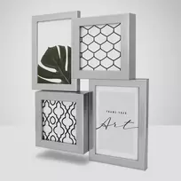 Rėmelis KNOR 3D 2x10x15+2x10x10 sidabrinis|plexi|28x32cm