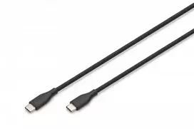 „Digitus USB-C 2.0 (ST-ST) 1 m įkrovimo laidas, silikoninis, 60 W, juodos spalvos“