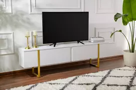 TV stovas, Serenity, baltas Auksinis, 180 x 50 x 29,5 cm