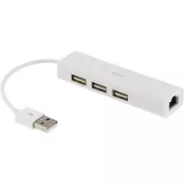 USB tinklo plokštė DELTACO USB 2.0 100Mb/s, su 3xUSB HUB / USB2-LAN3