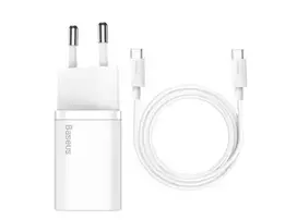 BASEUS TZCCSUP-L02 Super Si 25W USB-C sieninis įkroviklis, baltas
