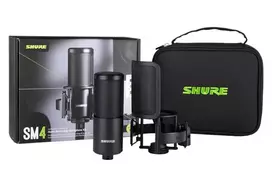 "Shure SM4-K-KIT" - kondensatorinis mikrofonas, išoriškai poliarizuotas, rankenėlė, popfiltras, dėklas