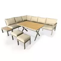 Kampinis lauko baldų komplektas Vega, su aukštu stalu, beige