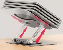 "Unitek" nešiojamojo kompiuterio stovas su nuimamu USB-C HDMI 1.4, 4K PD 100 W šakotuvu