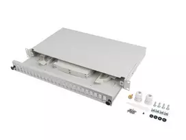 LANBERG 24XSC DUPLEX / 24XLC QUAD RACK 19" 1U FIBER OPTIC DISTRIBUTION FRAME GRAY + ACCESSORIES
