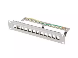 Patch Panel 12 Port 1U 10 inch FTP with organizer for keystone modules, gray