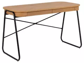 Biuro stalas Blueton, Viršutinis stalviršis matinis laukinio ąžuolo popierius, matinis juodas plienas, 120x60x75 cm