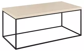Kavos staliukas Barossa, Stalviršis melamino travertinas, plieninis matinis juodas, 110x55x45 cm