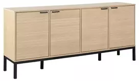 Kensington bufetas, Viršus ąžuolo faneruotė balta, ąžuolas matinis juodas, 180x40x80 cm