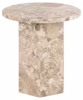 Šoninis staliukas Naxos, Viršus marmurinis rudas, marmurinis rudas, Ø50x50 cm