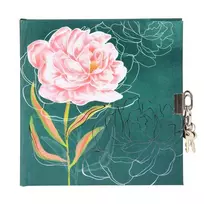 Užrašų knygutė GOLDBUCH 44414 Peony su spynele| 17x17| 96 psl|balti lapai