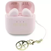 Ausinės Guess Glossy Effect Printed Classic Logo & Charm Roze