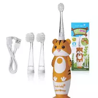 BRUSH BABY_Wild Ones garsinis dantų šepetėlis vaikams 0-10 Tiger