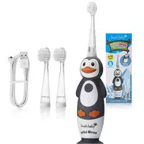 BRUSH BABY_Wild Ones garsinis dantų šepetėlis vaikams 0-10 Penguin