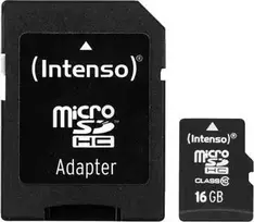 16GB „Micro SDHC“ atminties kortelė C10/W su adapteriu 3413470 INTENSO