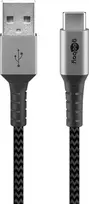 Goobay | USB-C to USB-A Textile Cable with Metal Plugs | 49296 | USB-C to USB-A