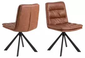 Valgomojo kėdė Dean, Sėdynė brendžio spalvos PU retro 1B FR, Pagrindas plieninis matinis juodas, 2 vnt