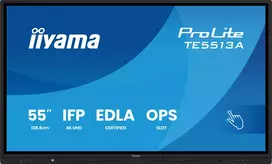 iiyama TE6513A-B1AG ženklų ekranas Interaktyvus plokščias pultas 163,8 cm (64.5") „Wi-Fi“ 450 cd/m² 4K Ultra HD Juoda Lietimui jautrus ekranas Integruotas procesorius Android 18/7