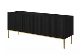 TV staliukas Nicole 150 cm, juoda matinė, auksinės kojos