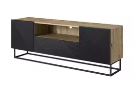 TV staliukas Asha 167 cm, su metalinėmis kojomis Artisan juoda matinė