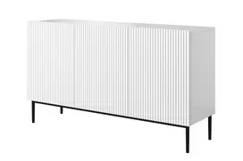 Komoda Nicole 150 cm, balta matinė juodos kojos