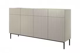 Komoda Nicole 200 cm, su 4 stalčiais kašmyras, juodos kojos