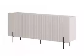 Komoda Malmi 200 cm, Kašmyras Crema Bianca Juodos kojos