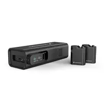 "Sennheiser PROFILE WIRELESS" 2 kanalų rinkinys - 2 kanalų 2,4 GHz imtuvas, 2 prisegami mikrofonai, priedai, įkrovimo dėklas, dėklas